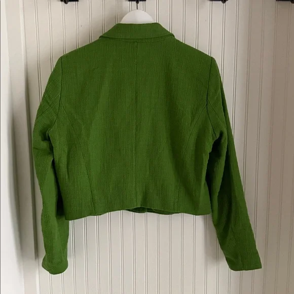 Abercrombie & Fitch Cropped Green Tweed Blazer - Picture 6 of 7